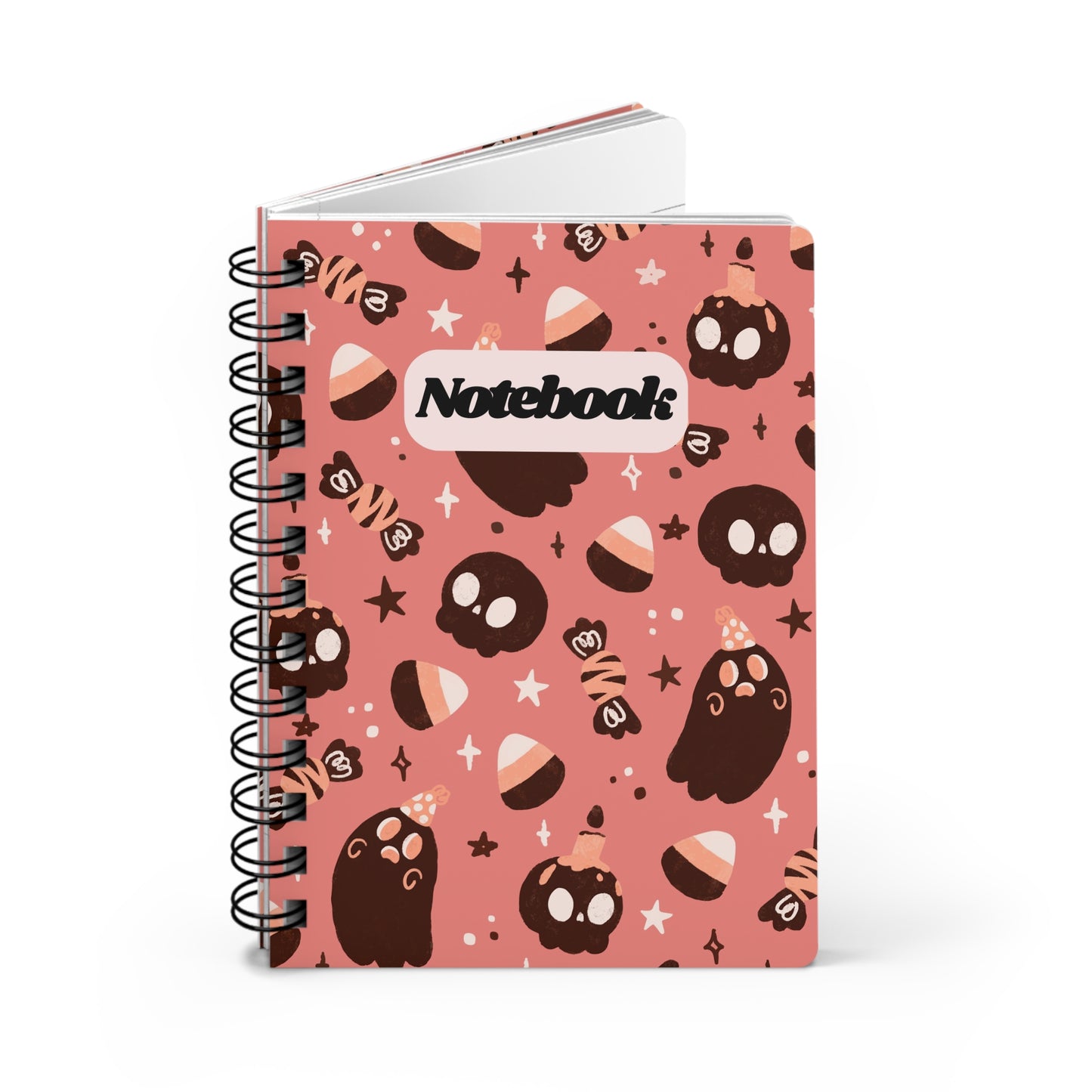 Cute Halloween Candy & Ghost Spiral Notebook